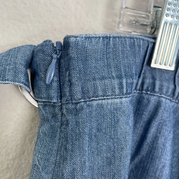 NEW J Jill Womens XL Denim Faux Wrap Skirt Blue Lyocell Chambray Mini - Picture 8 of 9